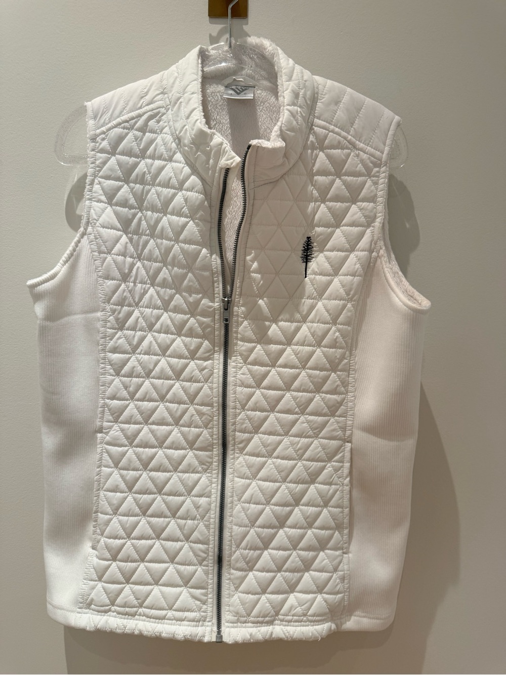 Quilted White Women's Vest with Fleece Lining